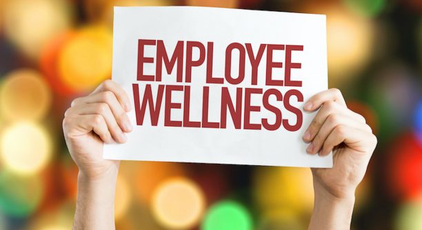 Employee Benefits placard with bokeh background